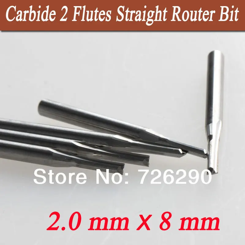 5pcs 3.175*2.0*8mm Two straight knife milling cutter end mill cutters tools for carving wood