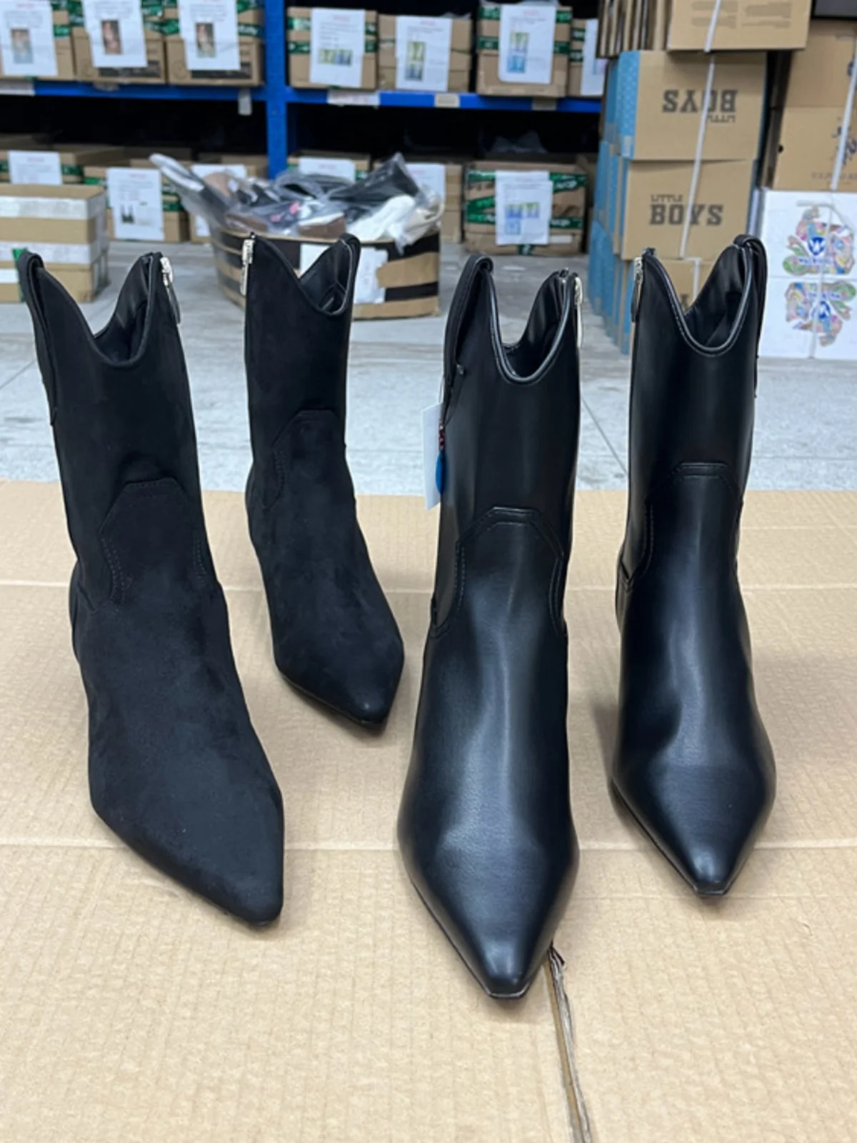 

Модные ботинки челси с боковой молнией или ботинки-казаки с острым носком, джинсовые, на среднем тонком каблуке, для молодых женщин