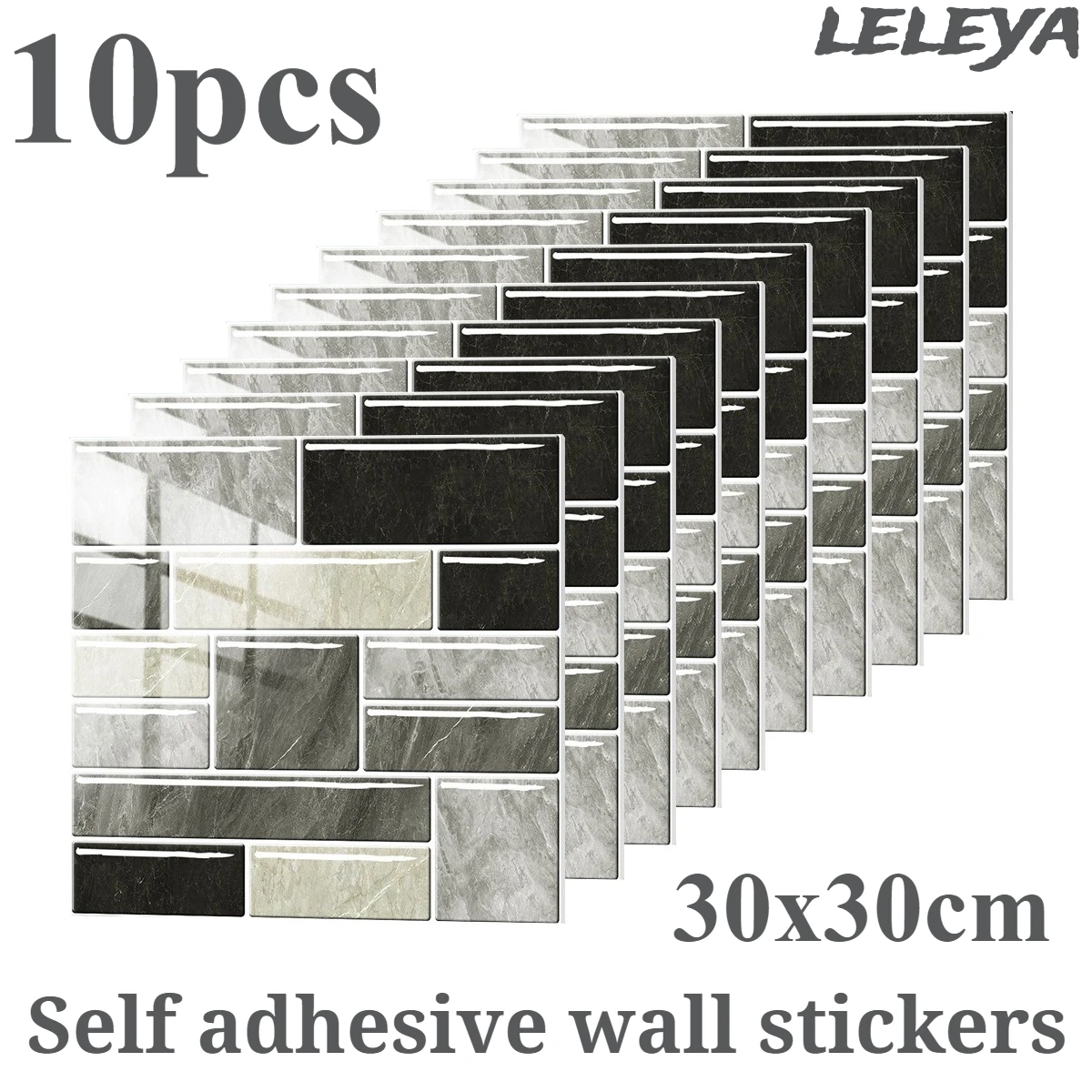 

Flat Marble Embossed Tile Stickers Kitchen and Bathroom Wall Stickers Peeling and Pasting Waterproof Wall Stickers