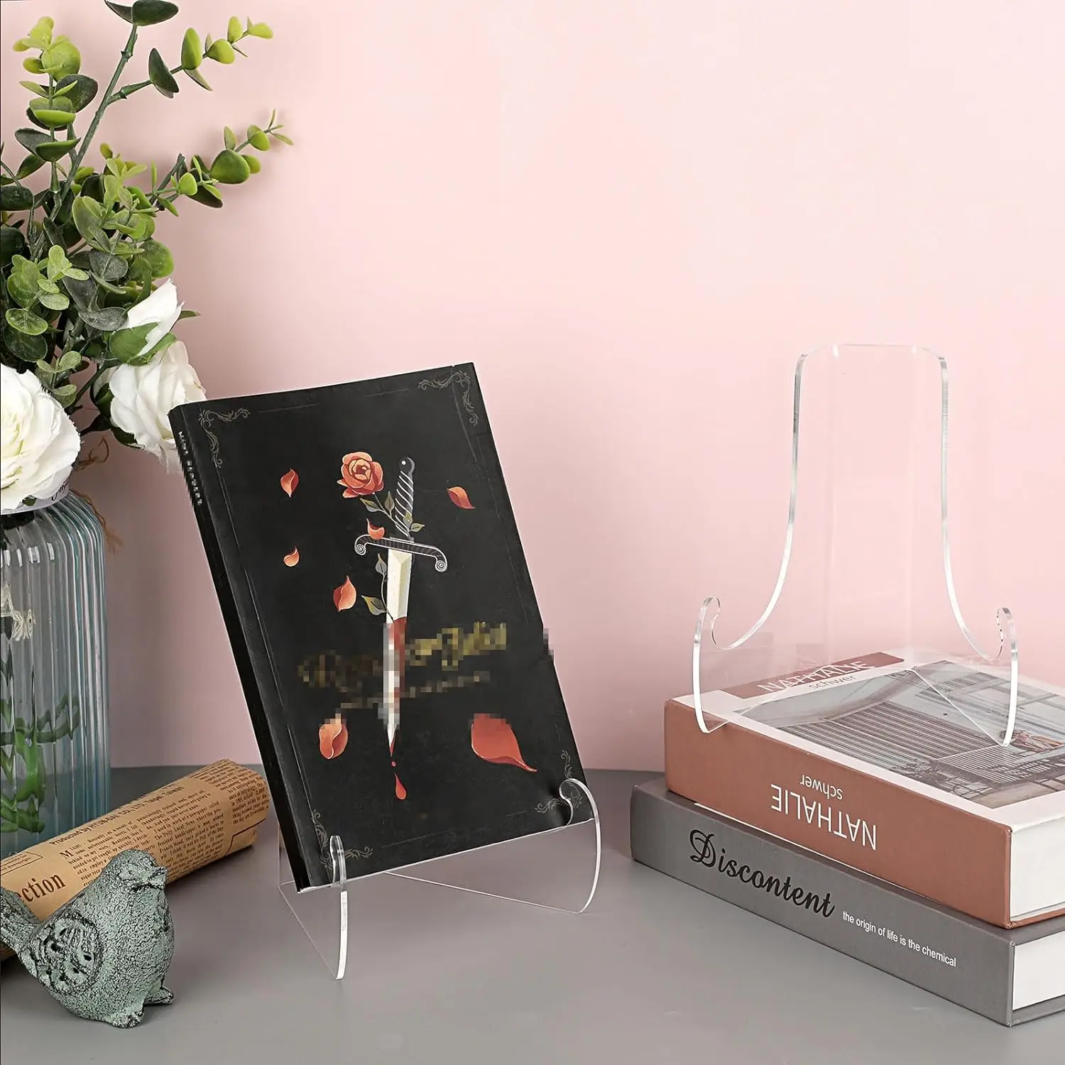 2pcs Acrylic Easel Stand Flat Plate Stand Clear Acrylic Display Easel Stand for Picture Frame