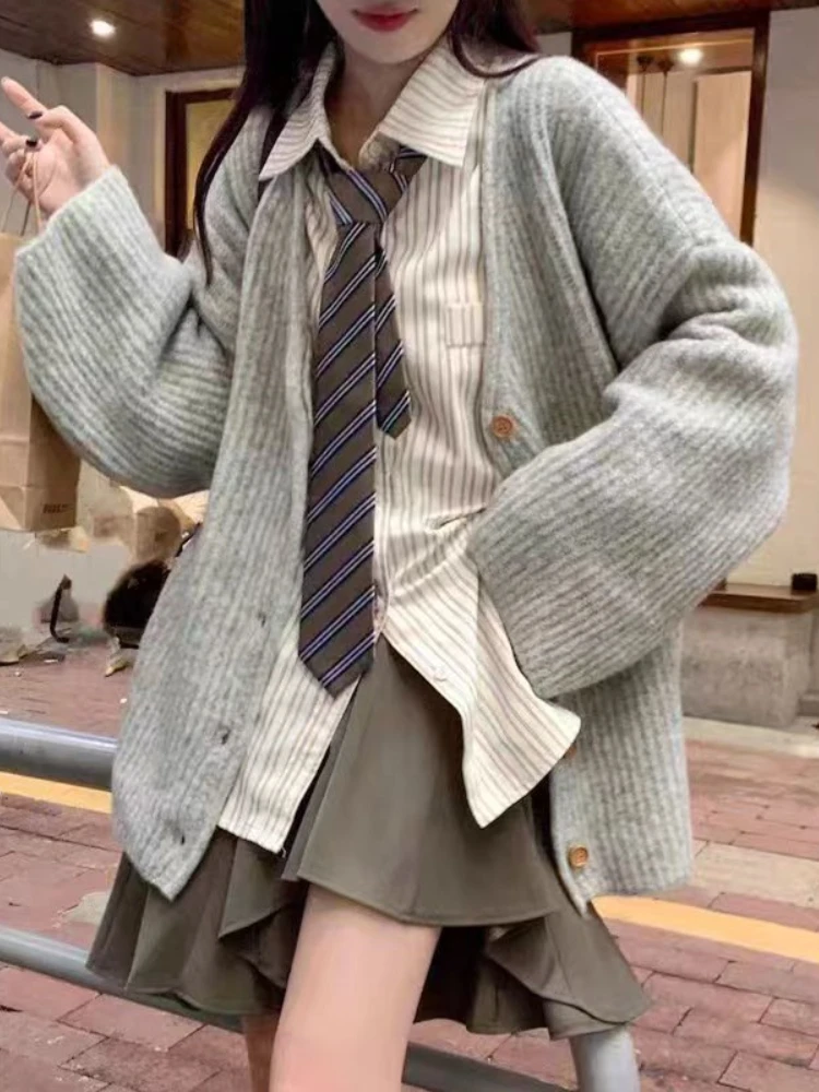 

Новая мода вязаный кардиган с длинным рукавом женский свитер осень-зима повседневное свободное пальто 2025 осень элегантный трикотаж