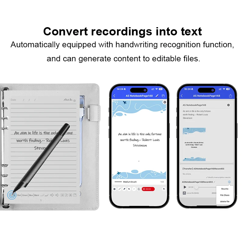 A5 Wireless Charging Smart Notebook AI Drawing Writing Translation Bluetooth Recording Corporate Office Power Notepad with Pen