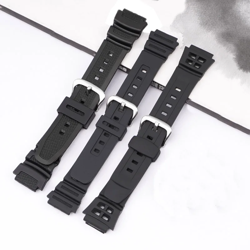 Rubber Strap for Casio AQ-S810W SGW-300H W-735H Stainless Steel Buckle 18mm Men Sport Waterproof Bracelet Band Watch Accessories