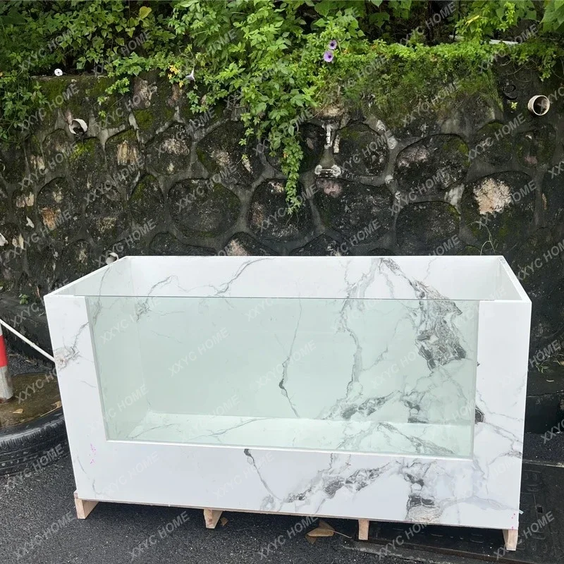 A Slate ceramic balcony floor-to-ceiling fish tank micro-landscape turtle pool tank outdoor fish pool box ecological landscaping
