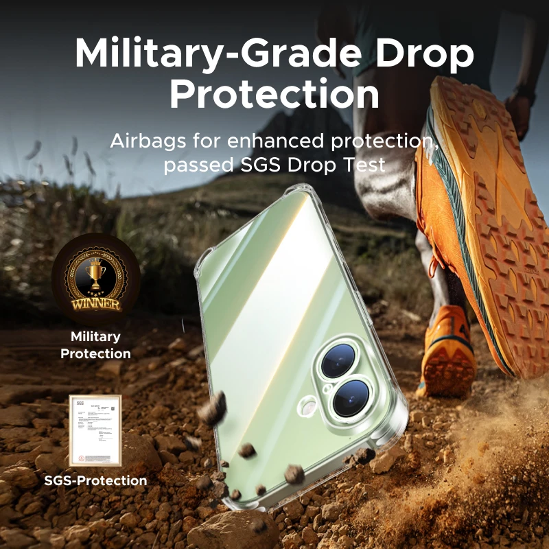 UGREEN ถุงลมนิรภัยสําหรับ iPhone 17 16 15 Pro Max Clear Case โปร่งใสสําหรับ iPhone 16 Pro 17 Air ป้องกันกรณีกันกระแทก