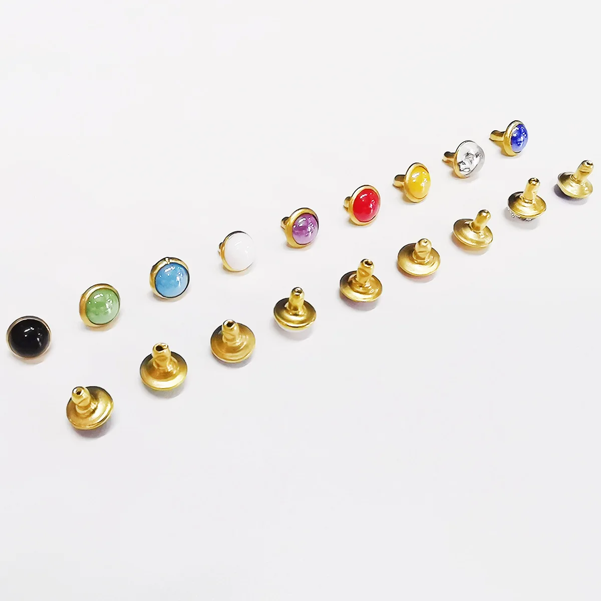 10-20set Colorful Cat Eye Trim Rivets Studs for DIY Crafts Clothing Bag Leather Decor Rebite Pearl Spikes Beads Tube Drill Nail