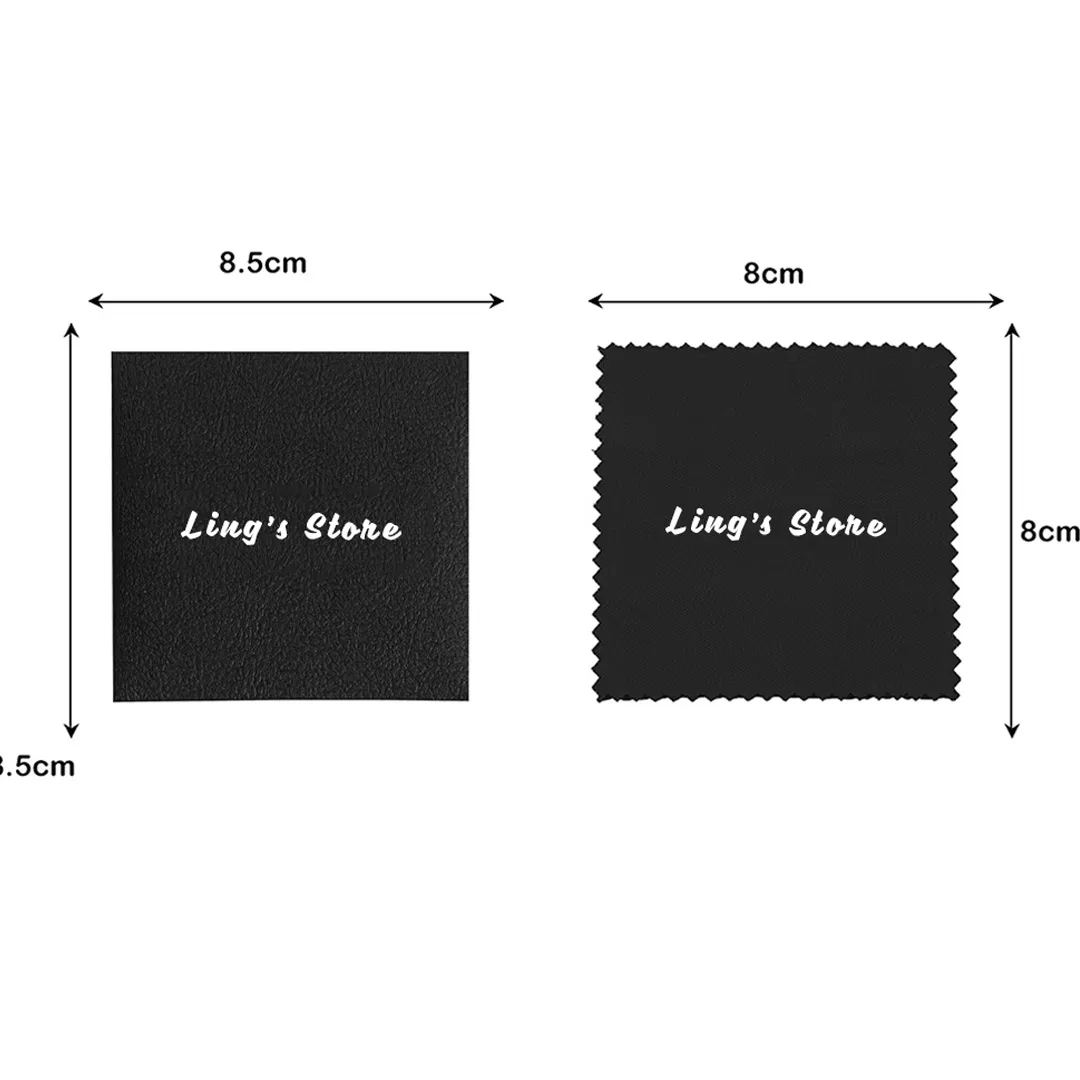 100개 맞춤형 로고 봉투, 8x8cm 검정 광택 천, 개별 포장된 8.5x8.5cm 보석 세척 및 광택용 천