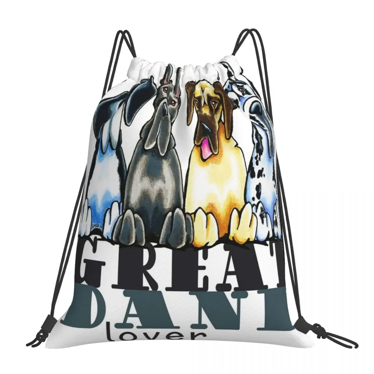 

Great Dane Lover Backpacks Casual Portable Drawstring Bags Drawstring Bundle Pocket Storage Bag BookBag For Travel School