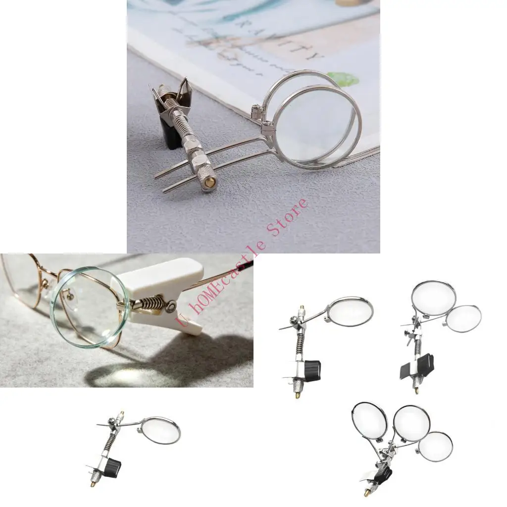 63HF Close Work Clip Lens Tool with Metal Frame and Eyeglass Clip for Repair Inspection and Assembly Tasks