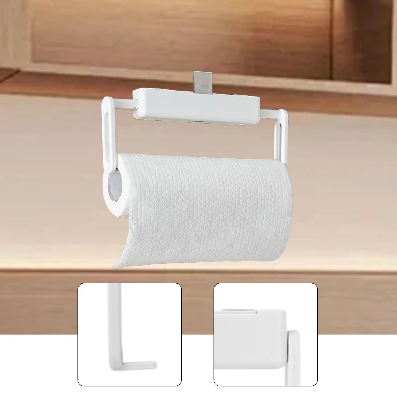 Kitchen Cabinet Paper Towel Holder Telescopic Plastic Roll Rack Stand for Bathroom Towel Storage