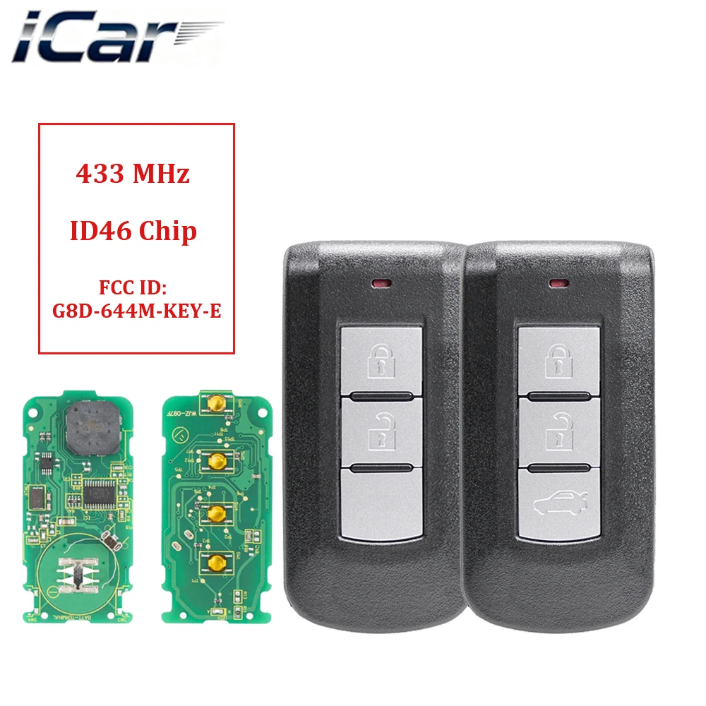 iCar 433MHz ID46 سيارة ذكية مفتاح بعيد فوب لميتسوبيشي ASX أوتلاندر سبورت باجيرو شوغون مونتيرو لانسر RVR G8D-644M-KEY-E
