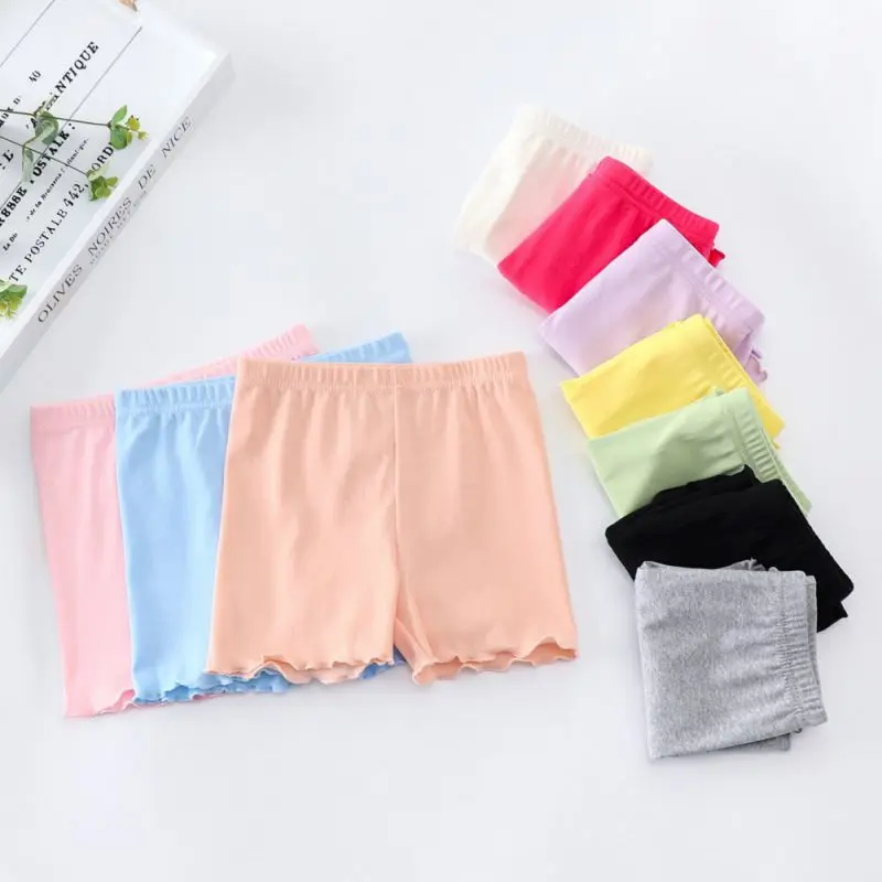 

Children Legging Candy Color Cotton Ruffles Trim Underpants Girl Sweet Soft Breathable versatile Safety Trouser Kids Teen Shorts