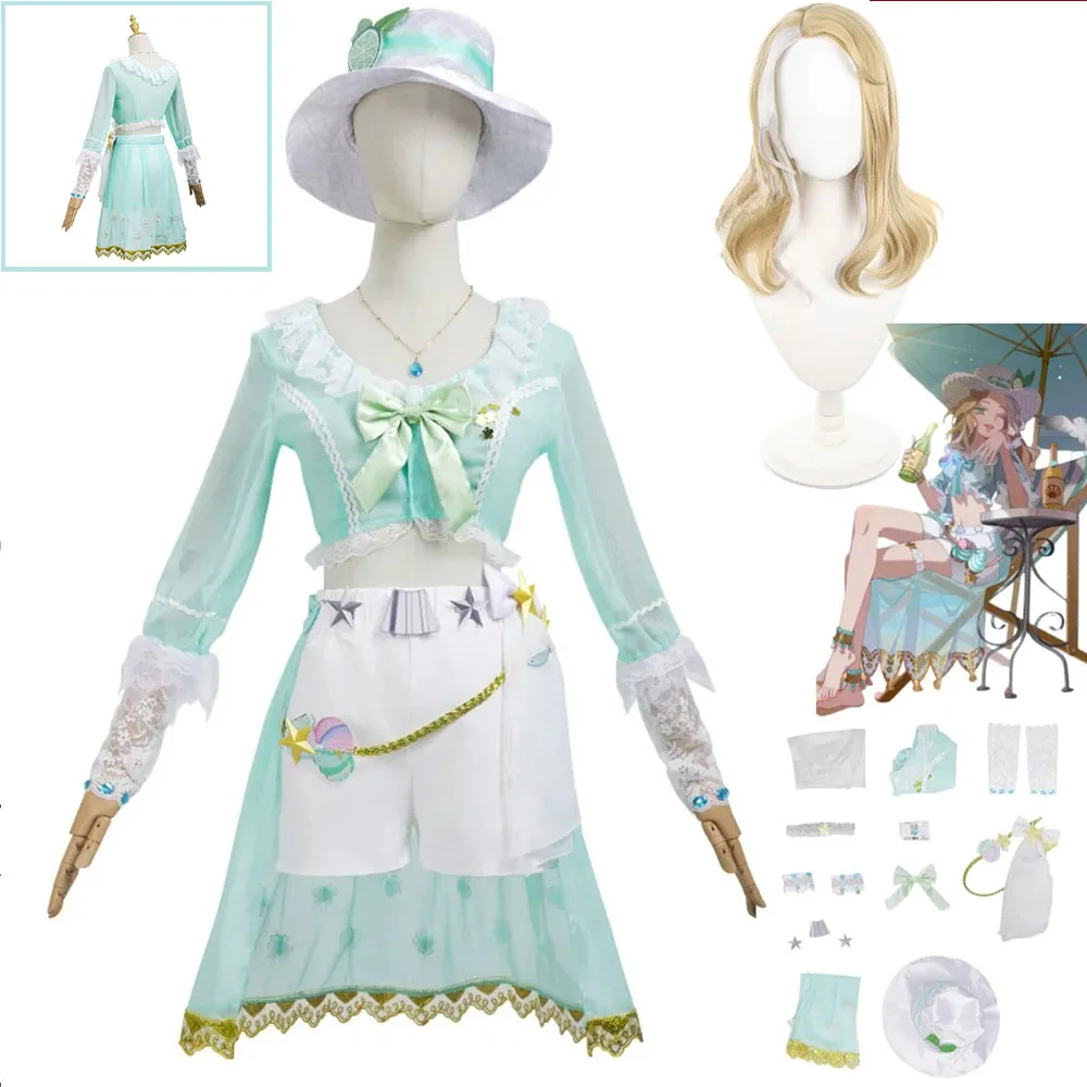 Juego Identity V Demi Bourbon Barmaid disfraz de Cosplay sal marina sintonización especial Bikini Sexy día de verano traje de baño peluca mujer traje de playa