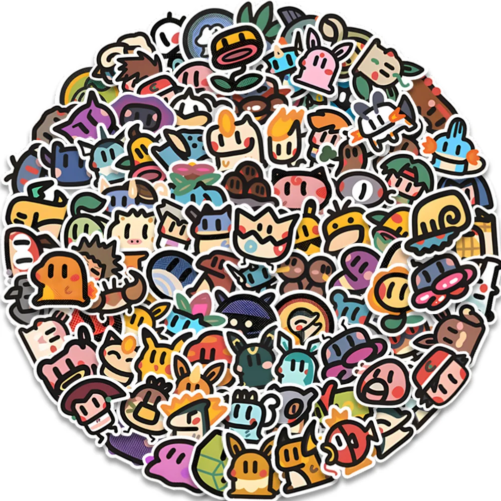 100 Uds. Old Pokemon Minions Street Graffiti personalidad arte fresco tendencia creativa DIY funda de teléfono papel impermeable calcomanías de dibujos animados