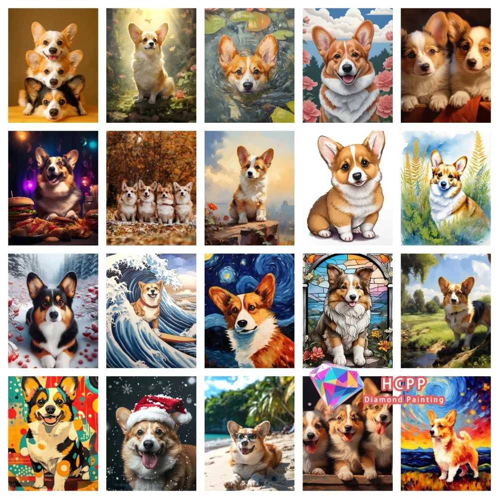 Welsh Corgi Diamant-Malerei-Set Quadratische Runde Diamanten 5D DIY Niedlicher Hund Mosaik Handgemachte Kunst Einzigartiges Exquisites Geschenk Heimdekoration