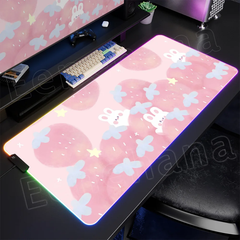 

Game Accessories Anime Rubber Non-slip Office Desk Mouse Pad Rug RGB Pink Cat XXL Animation Season Notebook Accessories Desk Pad