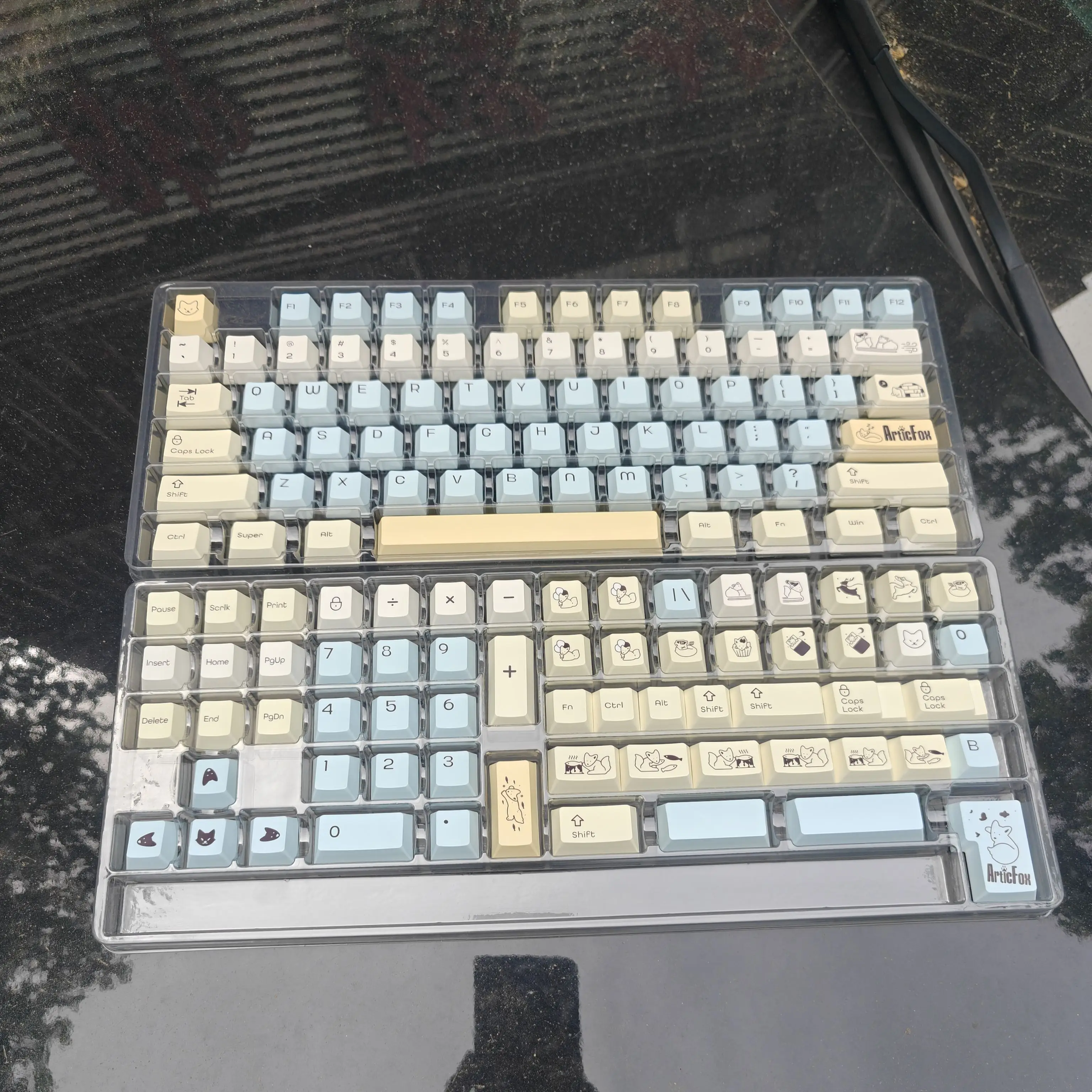 C 폭스 키캡 Pbt 체리 5면 승화 키캡 귀여운 파란색 노란색 139키