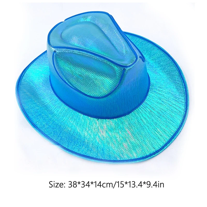 Party LED Fluorescent Colorful Cowboy Hat Club Nightclub Disco Western Cowboy Hat Glowing Cowgirl Cap for Cosplay Festival Decor