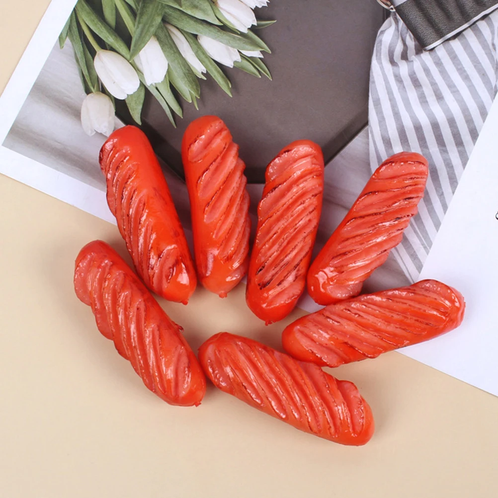 

3 Pcs Dining Room Table Decor Simulated Sausage Simulation Hot Dog Fake Display Model Realistic Props Red Mini Meat