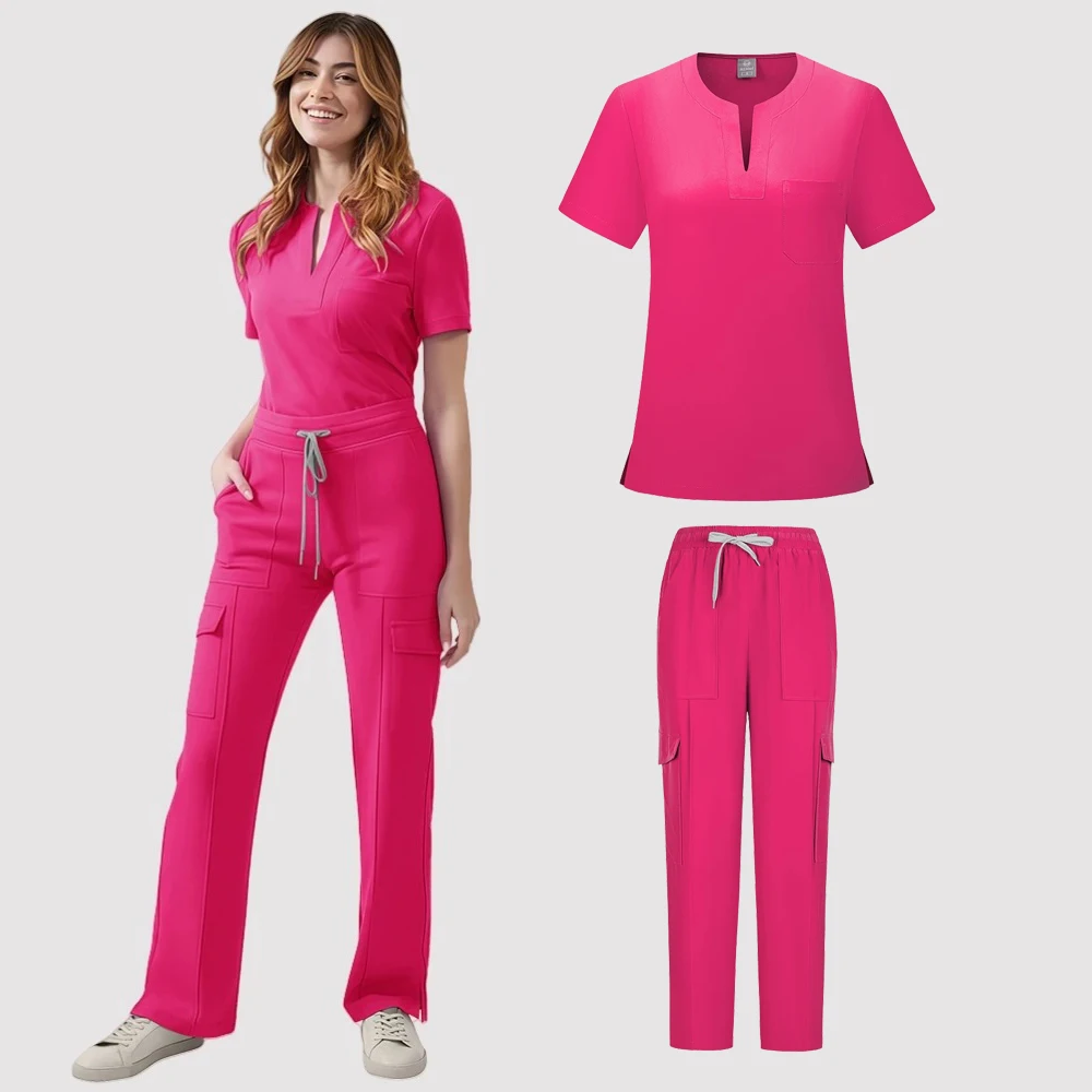 Women Medical Hospital Doctor Scrubs Cartoon Printed Nurses Uniform Scrub Sets Uniforms Straight Pants Scrubs Nurses Accessories