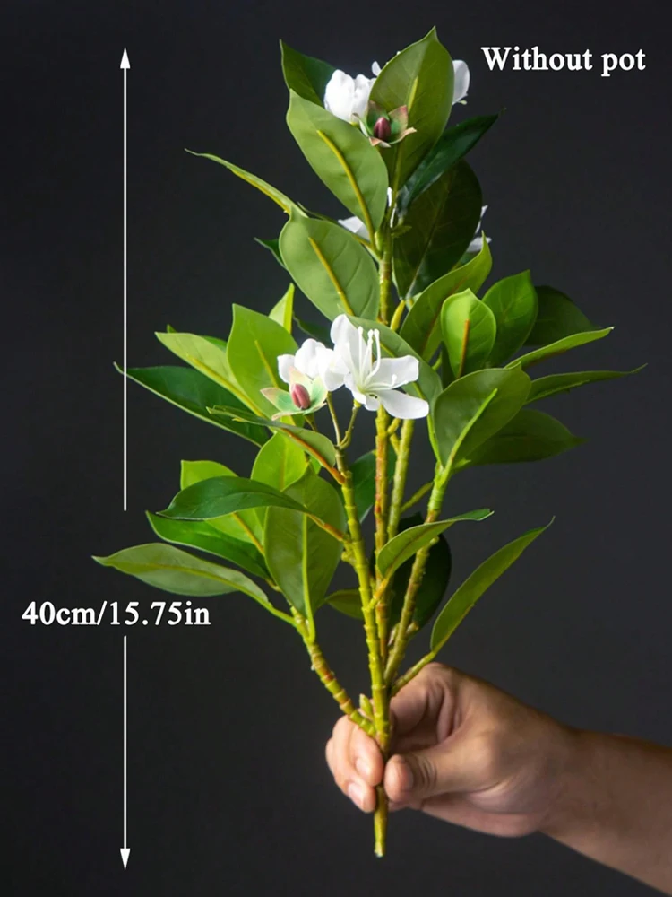 21–40 cm künstliche Azaleen-Pflanzen, künstlicher Gummibaum, tropische Palmenblätter, künstlicher Ficus mit Blumen, grüne Kunststoffpflanzen für Zuhause – Detail 18