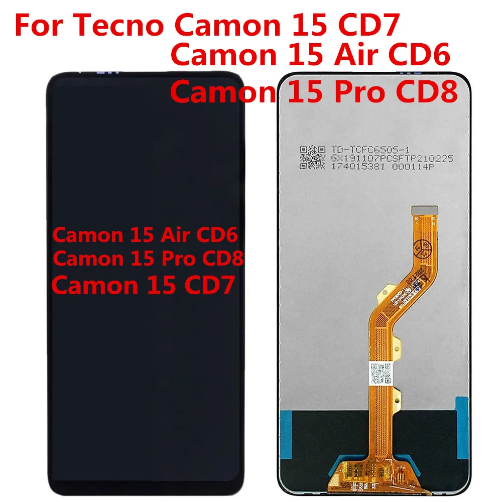 LCD For Tecno Camon 15 CD7 LCD Camon 15 Pro CD8 Display Touch Screen Assembly For Tecno Camon15 Air CD6 Screen Sensor