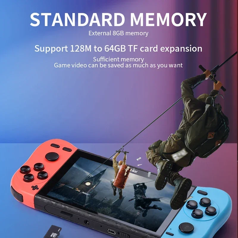 جديد! X50 MAX Game Arcade 128G مدمج 30000 + وحدة تحكم ألعاب 5.1 بوصة شاشة عالية الدقة تدعم 10 محاكاة 64 بت مشغل فيديو مخرج تلفزيون