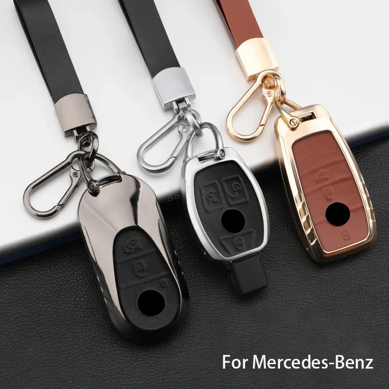 Alloy Style Car Key Case Cover Shell for Mercedes Benz A C E S G Class GLC CLE CLA W177 W205 W213 W222 X167 AMG Protector Holde