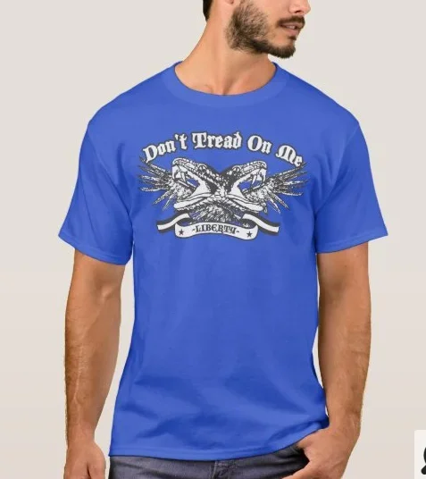 Don't Tread on Me Liberty Rattlesnake Wings Tattoo Printed T-Shirt Short Sleeve Casual 100% Cotton O-Neck Summer Mens T-shirt