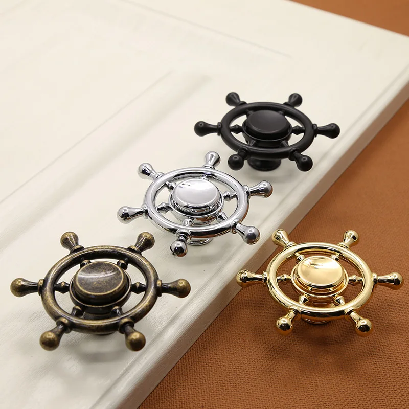 2Pcs/Box Creative Fidget Spinner Knob Zinc Alloy Rotatable Single Hole Handle Home Cartoon Wardrobe Cabinet Drawer