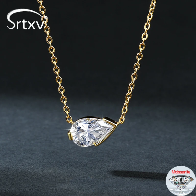 

18-каратное позолоченное ожерелье из муассанита 2 карата грушевидной огранки для женщин и девочек, сверкающий лабораторный бриллиантовый кулон, ювелирная цепочка из стерлингового серебра S925