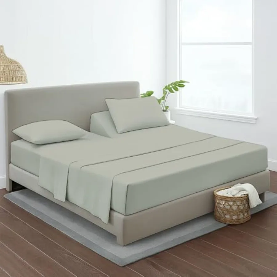 

Комплект из 4 простыней для регулируемой кровати King Size, 100% хлопок Giza, идеально подходит для кроватей Sleep Number King 34 Down Flex Head Fits 16