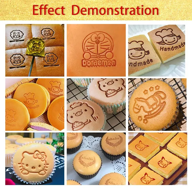 Branding Iron Baking Food Stamp DIY Cartoon Heat Stamp For Bakery Burger Cake Bread BBQ Wood Hot Brass With Handle Stamping Mold