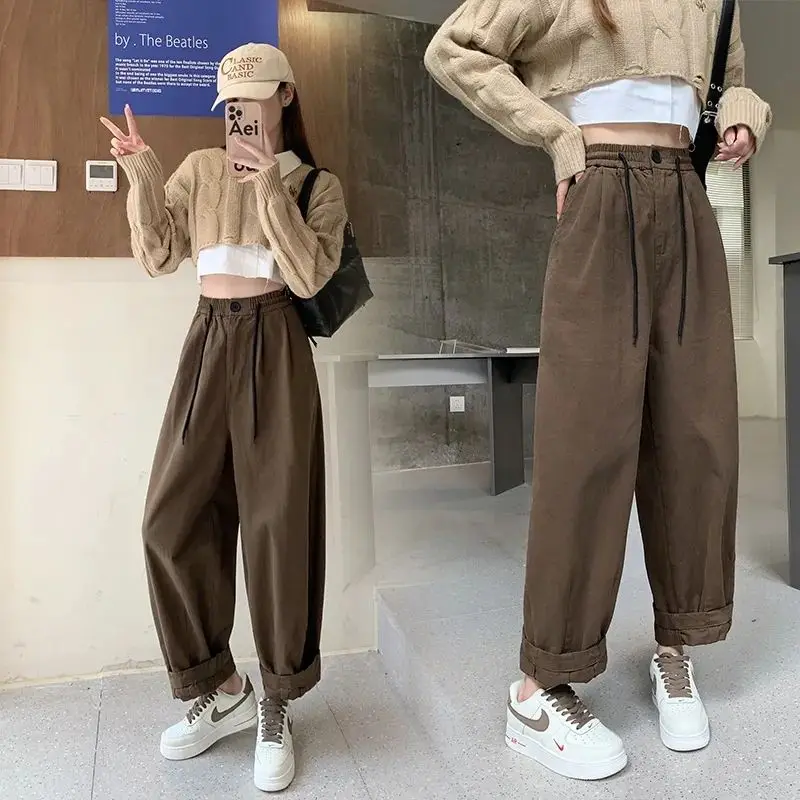 

Men's Straight Leg Harem Pants Dstring Waist Early Autumn Vintage Pear ape Casual Trousers Comfortable Breathable