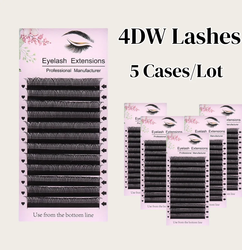 MARIA 5 Cases 4D W Shaped Beam Eyelash Extensions Patch Faux Private Label Wholesale Clusters Easy Fan Volume Lashes Makeup