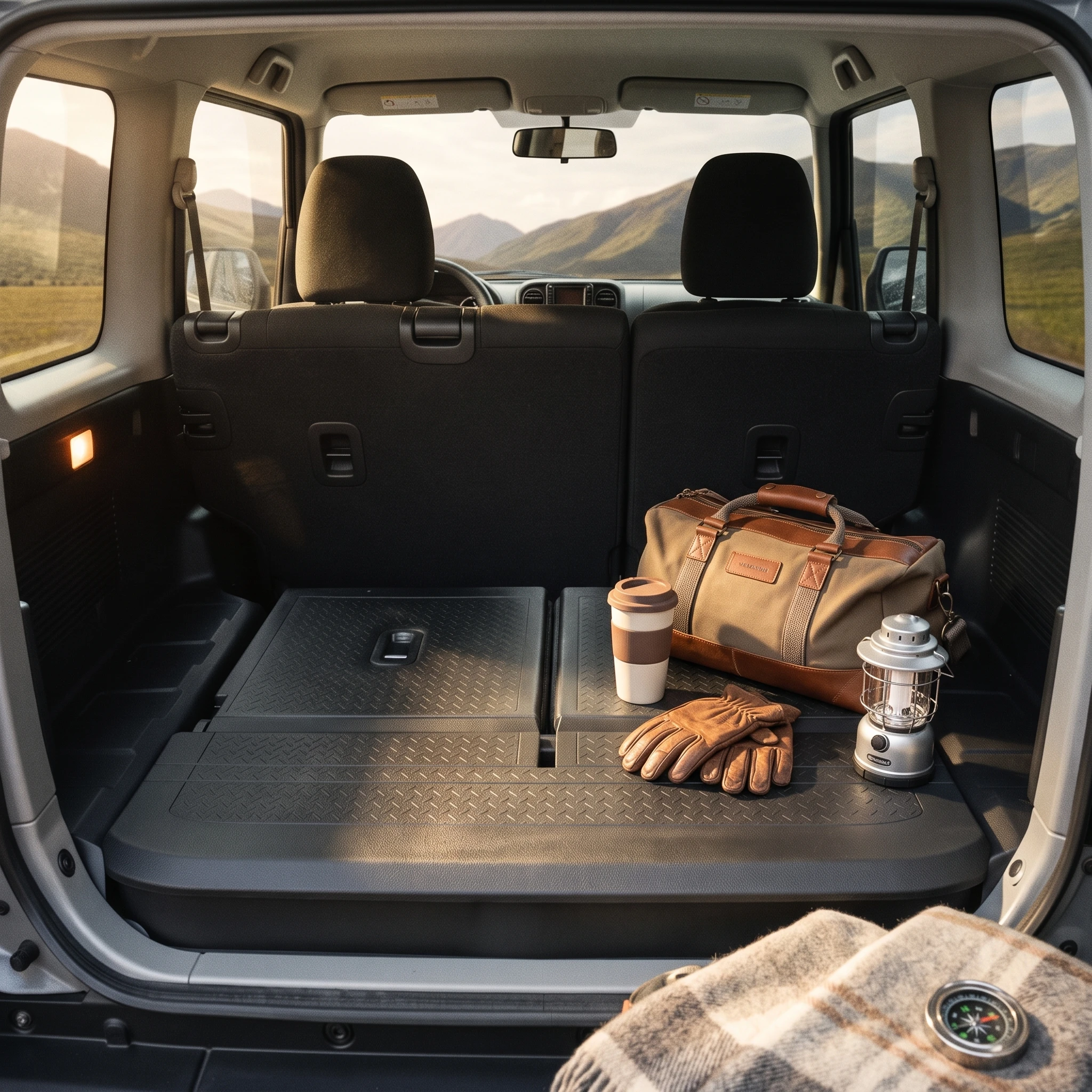 Rear Trunk Box with Handle Textured Car Trunk Organizer Cargo Organizer Reinforced Slip-Resistant for Road Trips