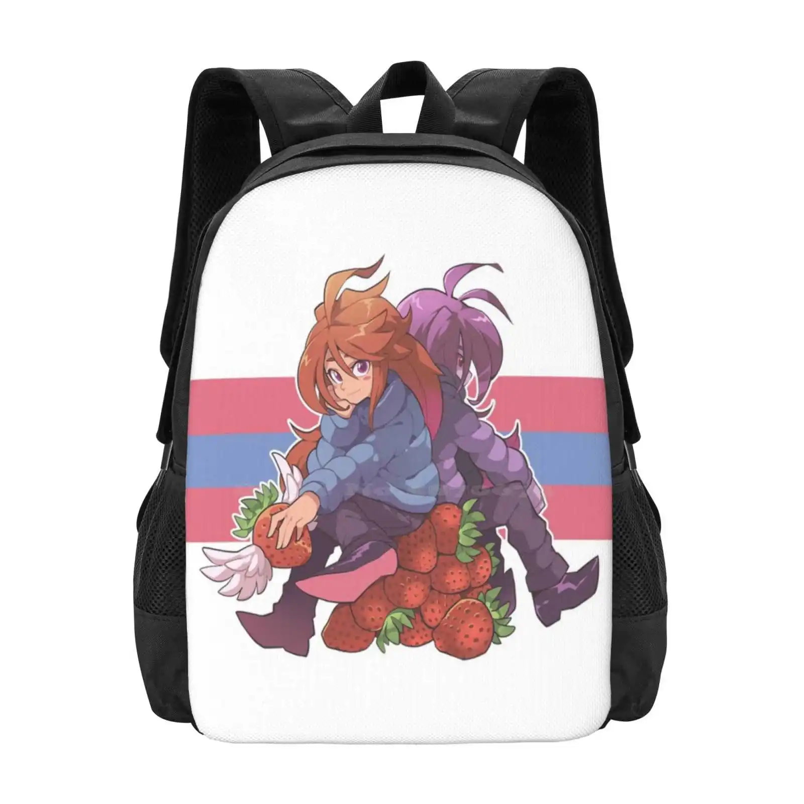 Celeste Game-Madeline And Badeline Hot Sale Backpack Fashion Bags Celeste Madeline Mountain Cute Strawberry Cosplay Anime Girl