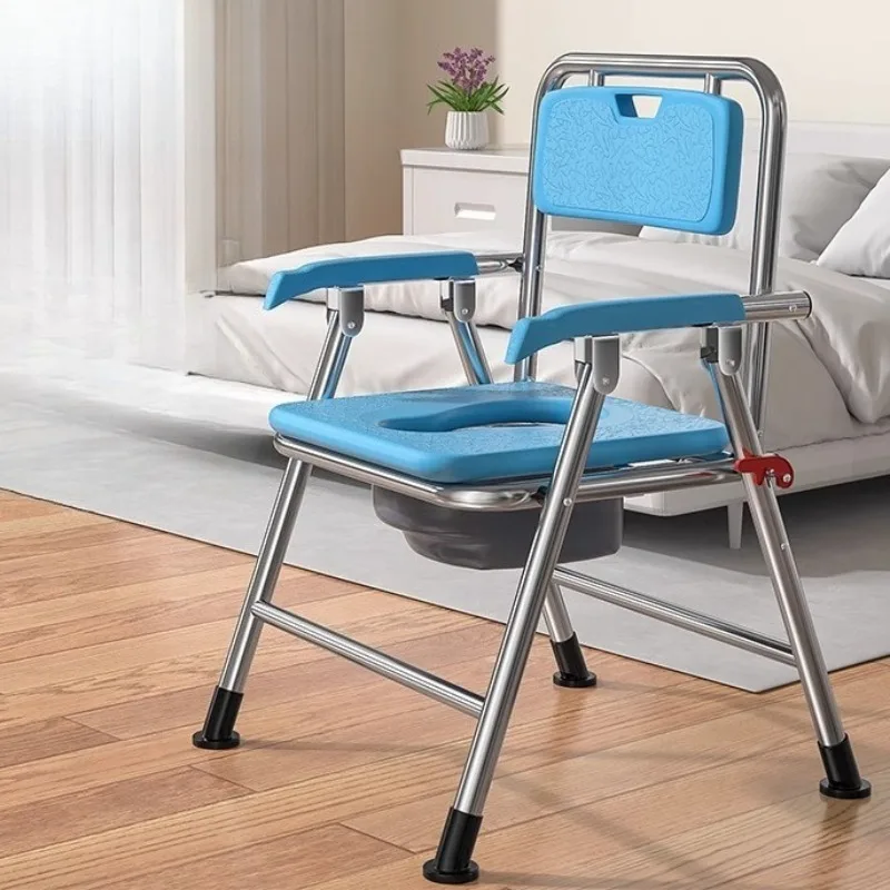 

Folding Bedside Commode, Height Adjustable Toliet Chair for Seniors with Padded Seat, Portable Shower Chairs for Handicap Adult