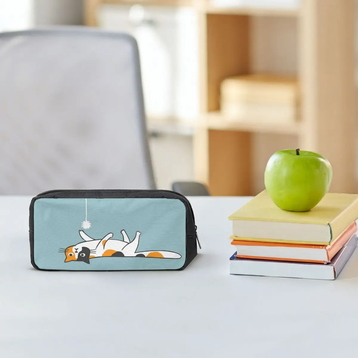 

Funny Bored Calico Kitty Cat Pencil Cases for Students Gifts Pen Box Pencil Bag Large Pencil Pouch Storage Stationery Supplies