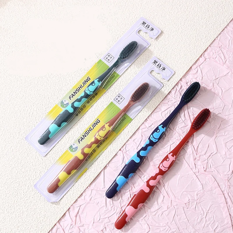 Pack of 4/10 Pieces with Random Colors, Cow-Themed Toothbrushes in Various Colors, High-End Individually Packaged, High-Density Bristles, Soft Bristle Toothbrushes for Adults, Home Use, Hotel Use, Deep Cleaning