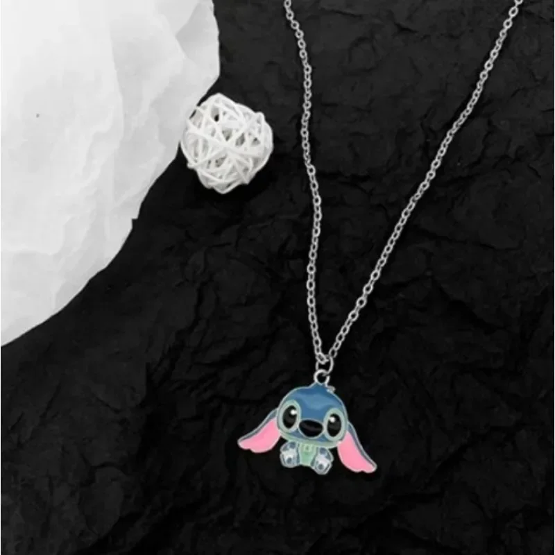 Disney Stitch Cartoon Necklace Anime Figure Lilo & Stitch Cute Cartoon Modeling Metal Necklace Couple Pendant Kids Birthday Gift