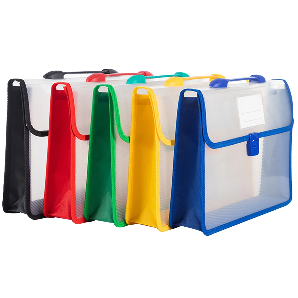 5pcs A4 File Bags Large Capacity Plastic Folders Office Document ganizer Waterproof PP Material Student Exam Papers Storage