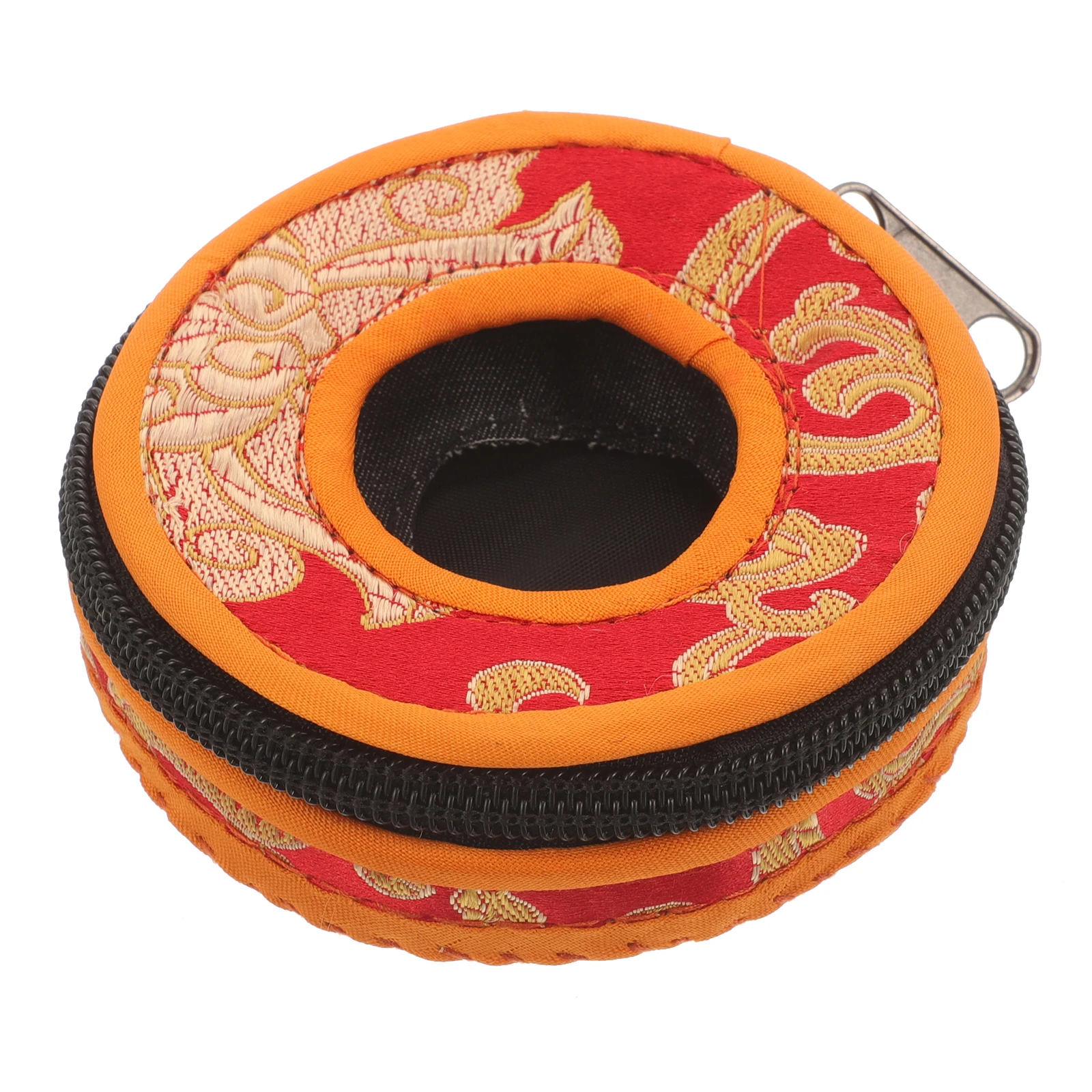 

Handmade Embroidery Finger Cymbals Bag Zipper Pouch For Tingsha Belldurable Cloth Material Fine Craftsmanship Storage Sleeve