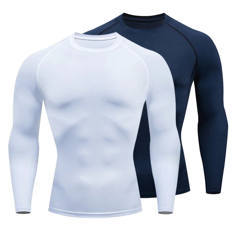 Compression Running Shirts Men Dry Fit Fitness Gym Men's Rashguard T-shirts Football Workout Bodybuilding Stretchy Clothing 2022