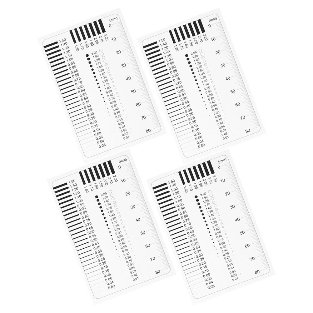 4pcs Precision Measurement Tools High Accuracy Transparent Ruler Diameter Line Width White Defect Detection Chart Gauge Profile