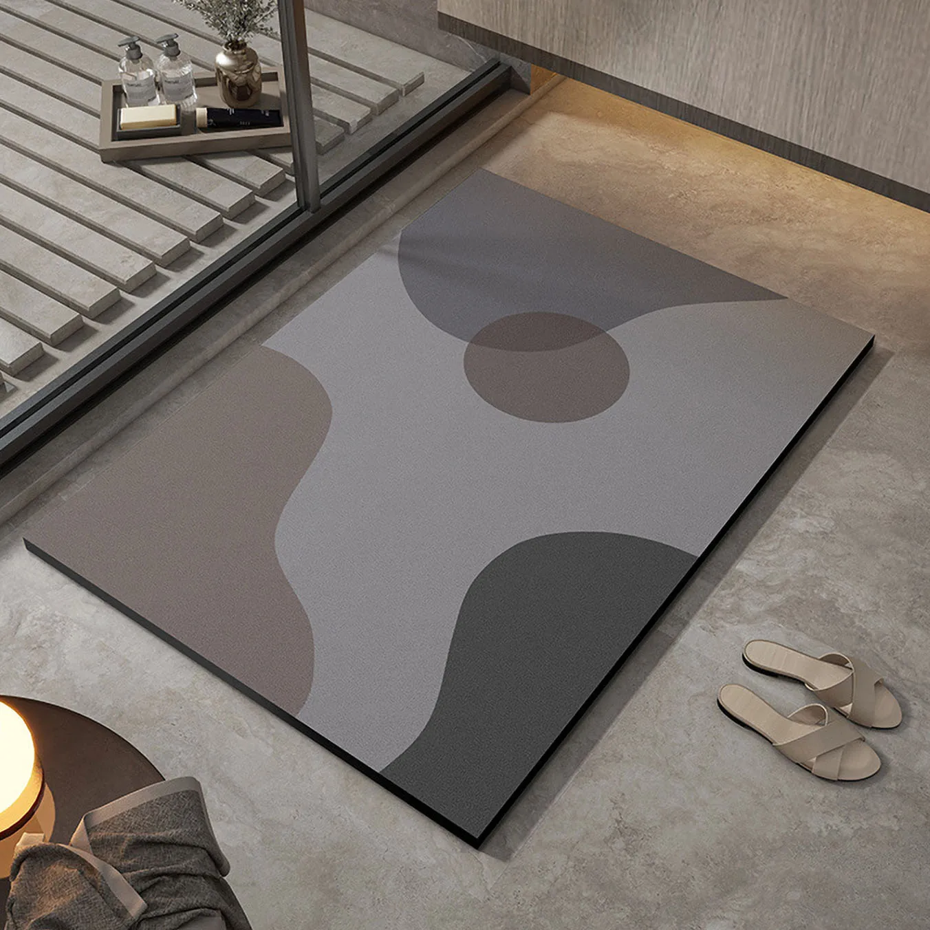 

Модный лаконичный стильный нескользящий коврик для ног из диатомита с геометрическим узором, коврик для ванной комнаты, аксессуары для дома, впитывающий воду, быстросохнущий