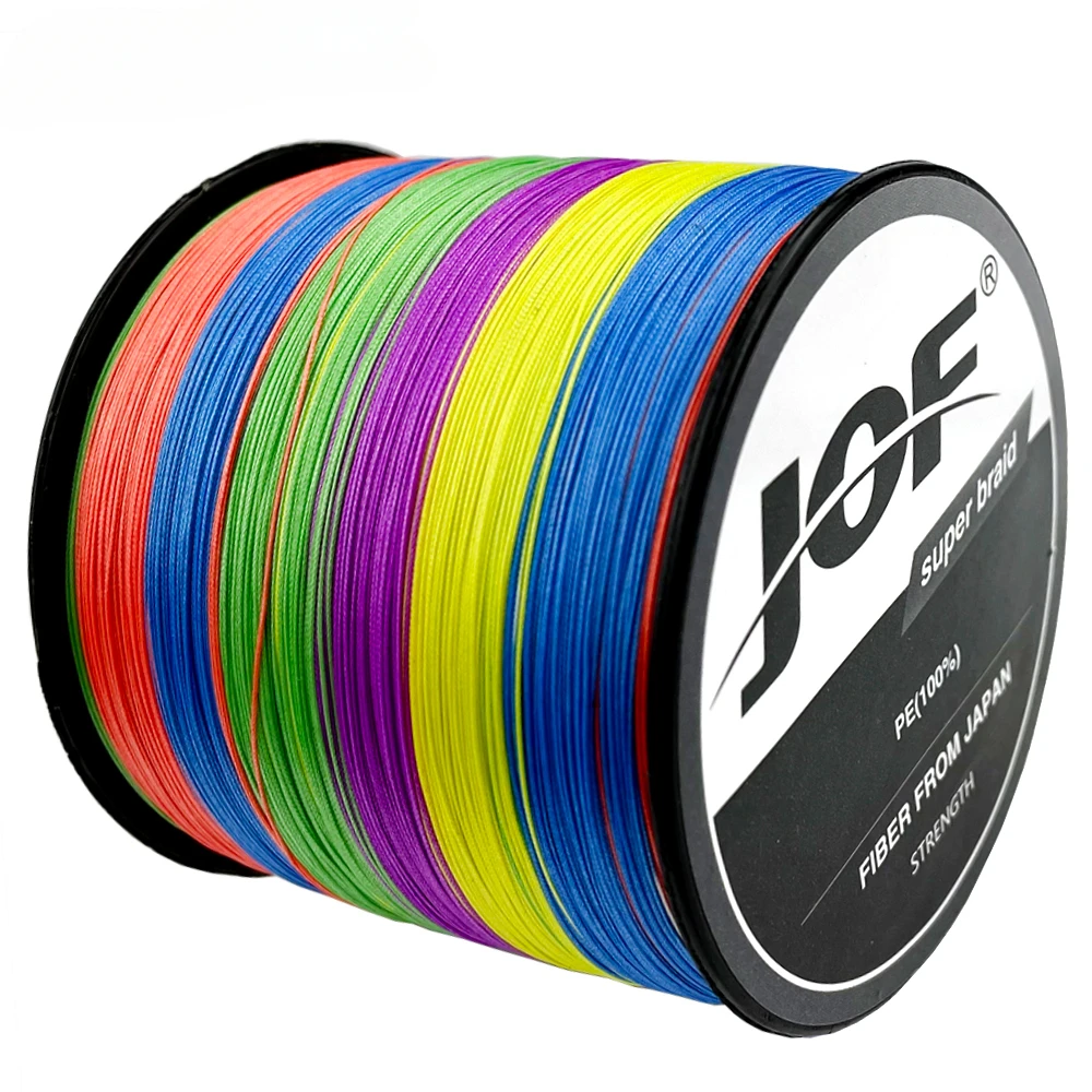 JOF 12/16 Strands Long Distance Throwing 1000m Multifilament PE Braided Multicolor Fishing Line Super Power 25-200LB 0.16-0.80mm