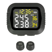 LCD Colorful Display Motorcycle TPMS Tire Pressure Monitoring System Wireless Temperature Alarm With 2 External Sensors