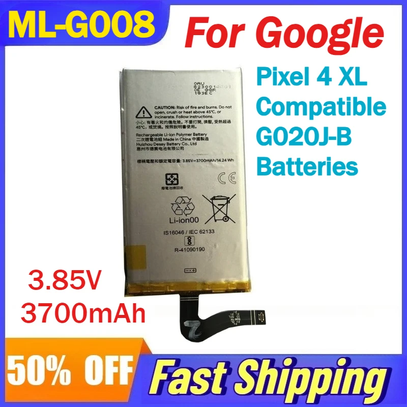 

ML-G008 3.85V 3700mAh Mobile Phone Li-Polymer Battery For Google Pixel 4 XL Compatible G020J-B Batteries