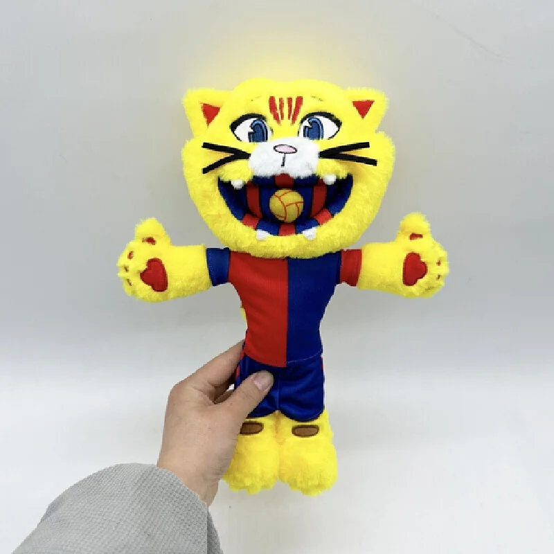 

In Stock Barcelona Football Mascot Yellow Lion Plush Stuffed Animal Doll Soft Toy For Football Fans Adults Collection Souveni